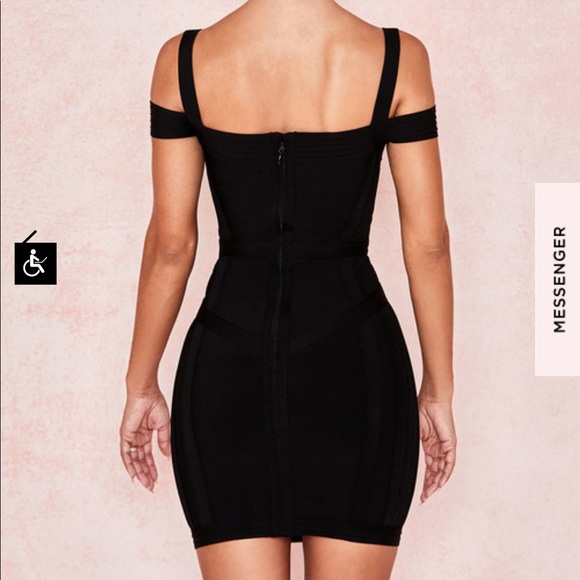 House of CB Blaise Black Bardot Bandage Mini Dress - Picture 5 of 13